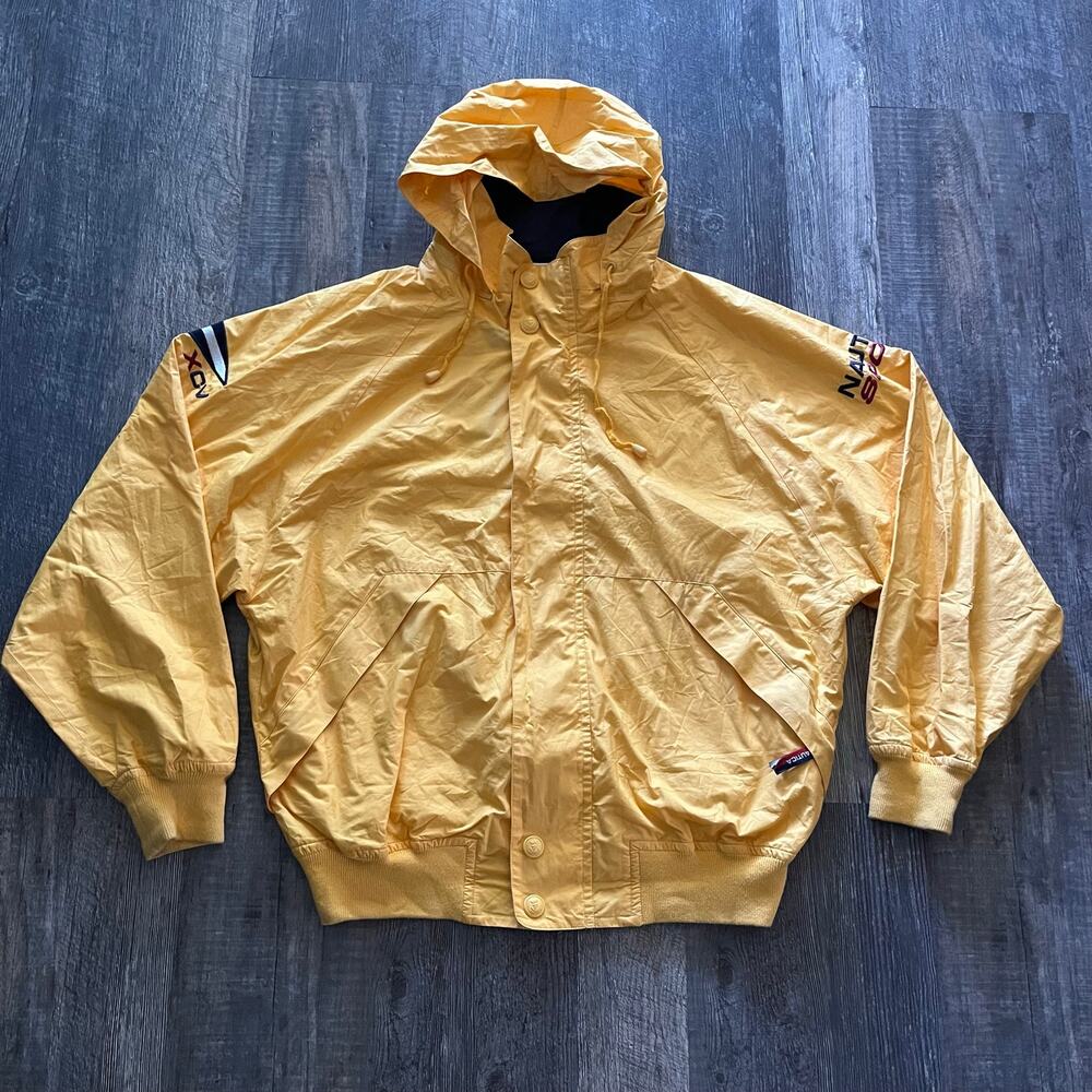 Vintage Nautica Sport XL Oversized Yellow Sailing Jacket Windbreaker XCV 1995